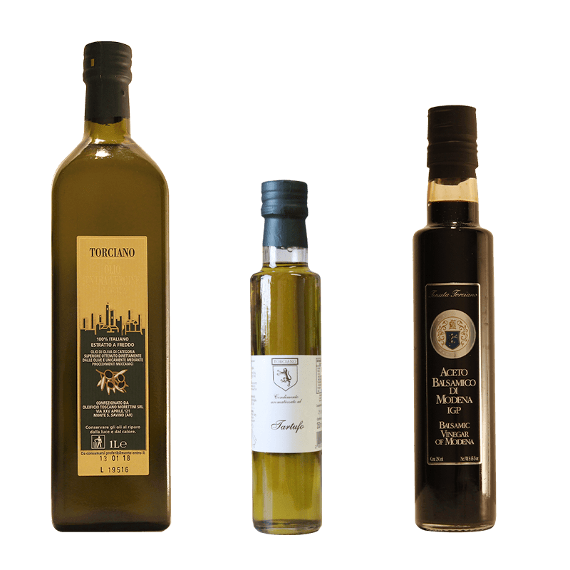 Olio Extra Vergine, Olio al Tartufo, Aceto Balsamico - 3 Bottiglie